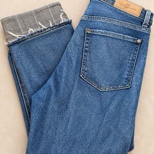 7 For All Mankind Luxe Vintage Cropped Jeans Sz 27 Plaid Cuffs